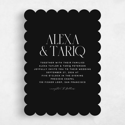 Black Scalloped Wedding Invitation - Seibel Type