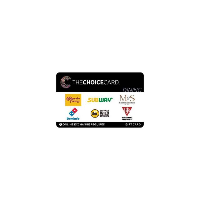 The Choice Card Dining Gift Card $75 (Email Delivery)