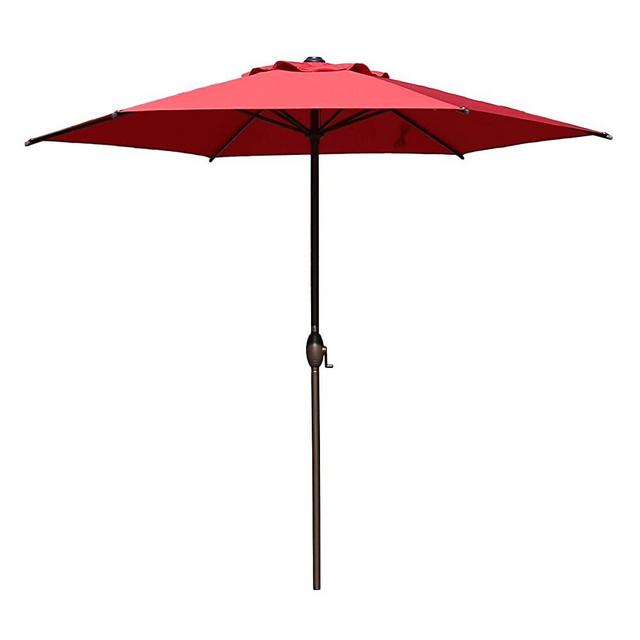 Abba Patio 9ft Patio Umbrella Outdoor Umbrella Patio Market Table Umbrella with Push Button Tilt and Crank for Garden, Lawn, Deck, Backyard& Pool, Dark Red