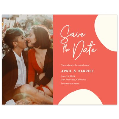 Bright Coral, Orange Wedding Digital Save the Date - Bahia Photo