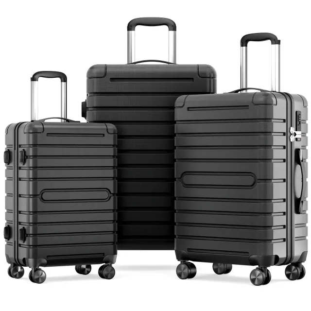 SUGIFT 3 Piece Hardside Luggage Set with Spinner Wheels, TSA Locks, Lightweight ABS+PC Suitcases for Travel, Business, Family Trips