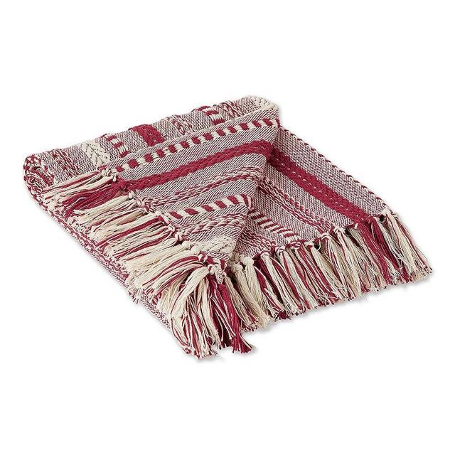 DII Braided Striped Throw, 50x60, Barn Red