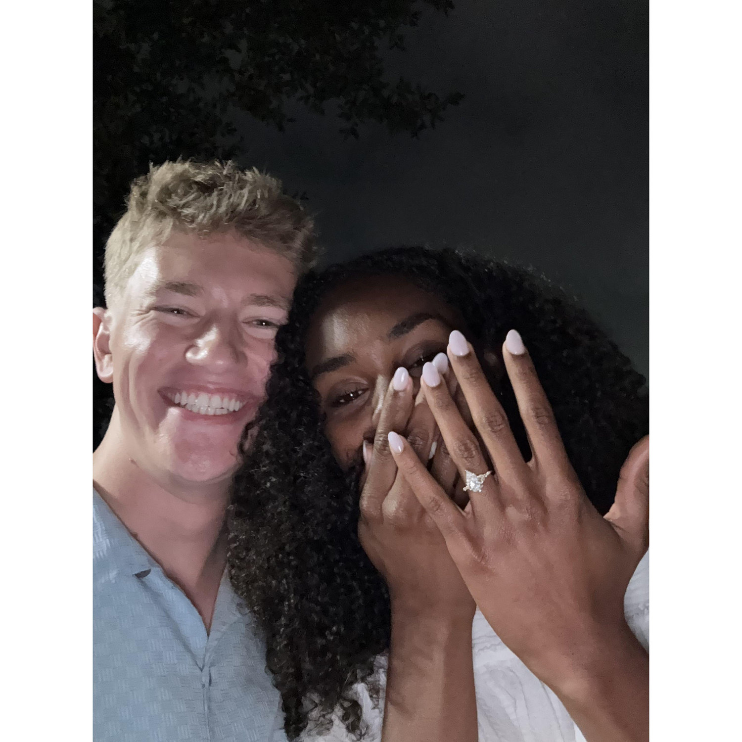 The selfie we sent to our families right after the proposal.