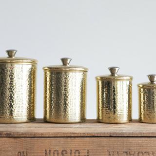 Gatherings 4-Piece Hammered Stainless Steel Canister Set