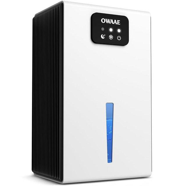 OWAAE Dehumidifier, 1000 sq.ft Quiet Dehumidifiers for Home Bedroom Bathroom Basement with 95oz Water Tank, Sleep Mode, Auto Shut-Off 7 Colors LED Light, White