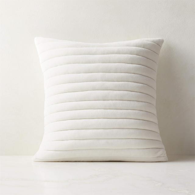 18" Channeled White Velvet Pillow