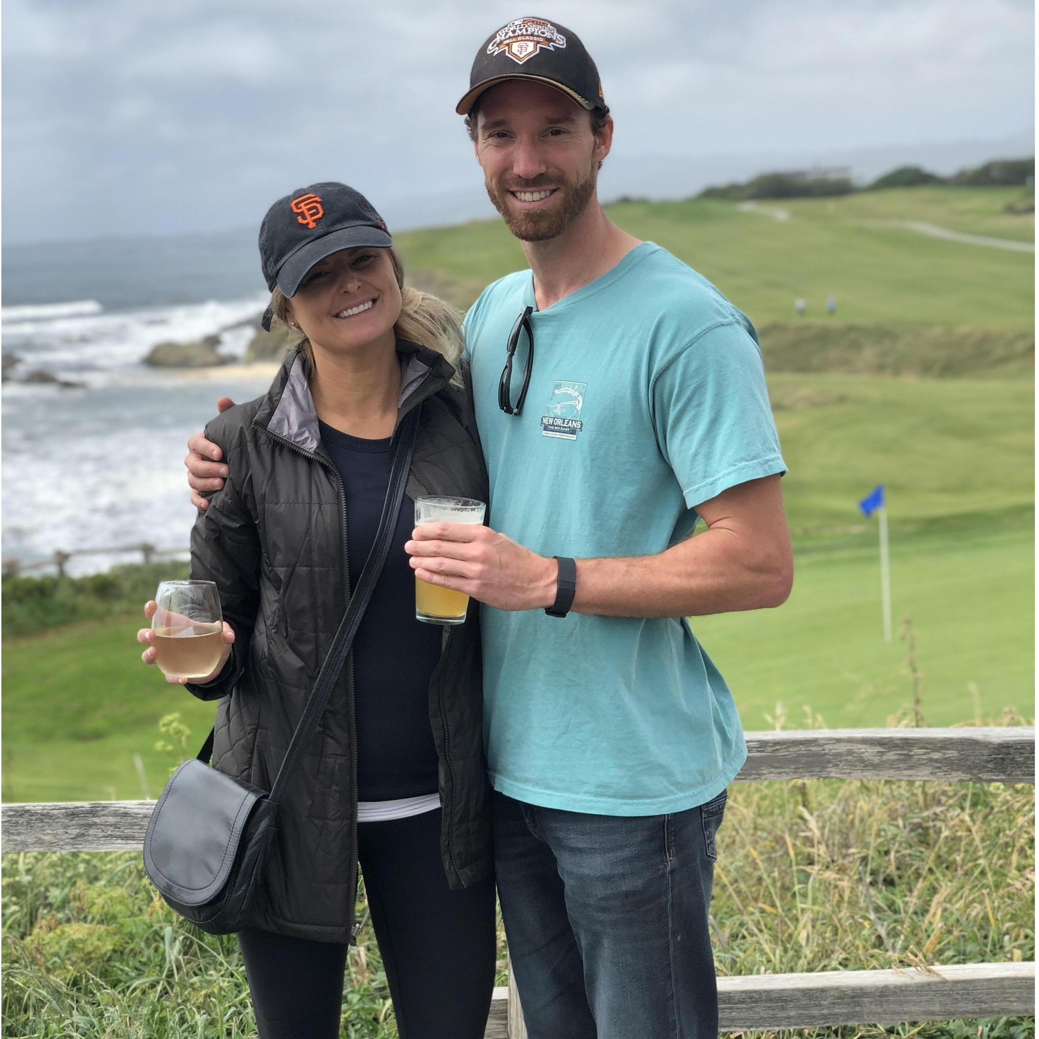 Enjoying a drink on the coast at the Ritz Carlton in Half Moon Bay, CA