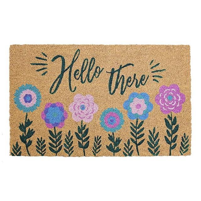 Avera Products | Hello There, Natural Coir Fiber Doormat, Anti-Slip PVC Mat Back