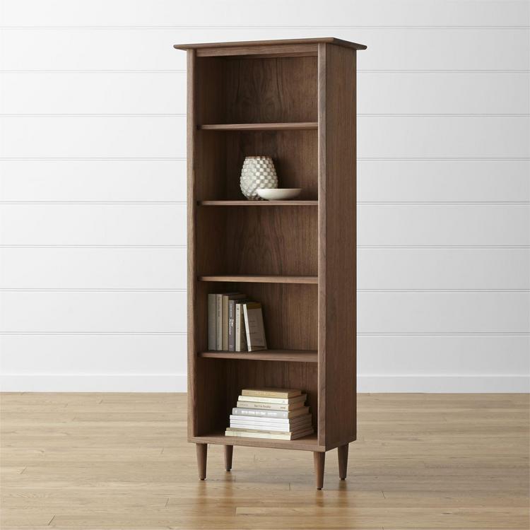 Barrel Kendall Walnut Bookcase Zola, Small Dark Walnut Bookcase