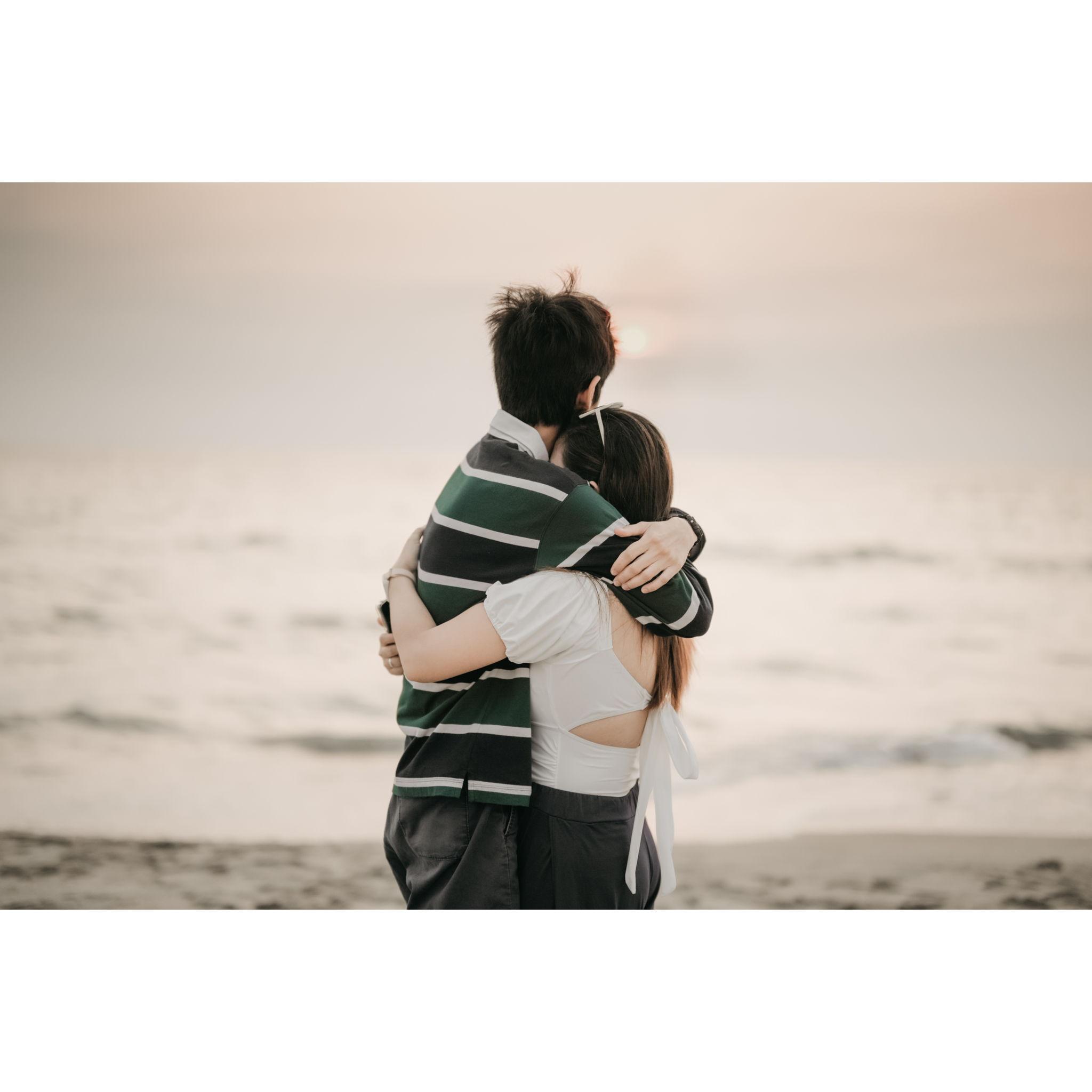Wrapped in his arms, under a sky painted in gold, I knew—this is home. Our love story started in a sunset, and now, it’s glowing even brighter.