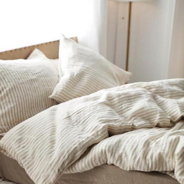 Linen Duvet cover. Stone Washed Super Soft Natural Organic 100%. Pure linen bedding. Linen duvet cover in flax stripes . #November rain#