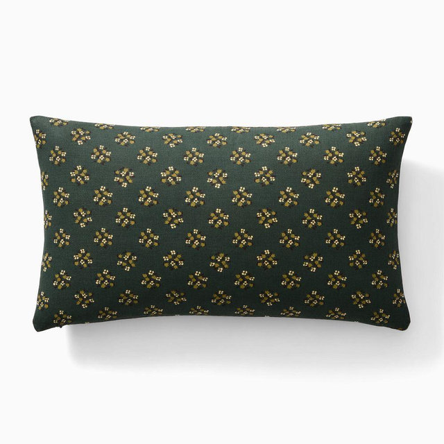 Emma Chamberlain Reversible Floral Pillow Cover, 12"x21", Green