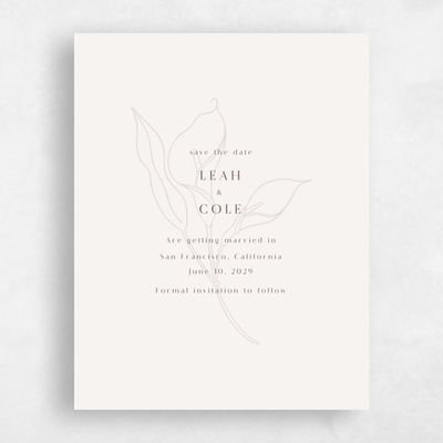 Beige Simple Wedding Save the Date - Arum Portrait
