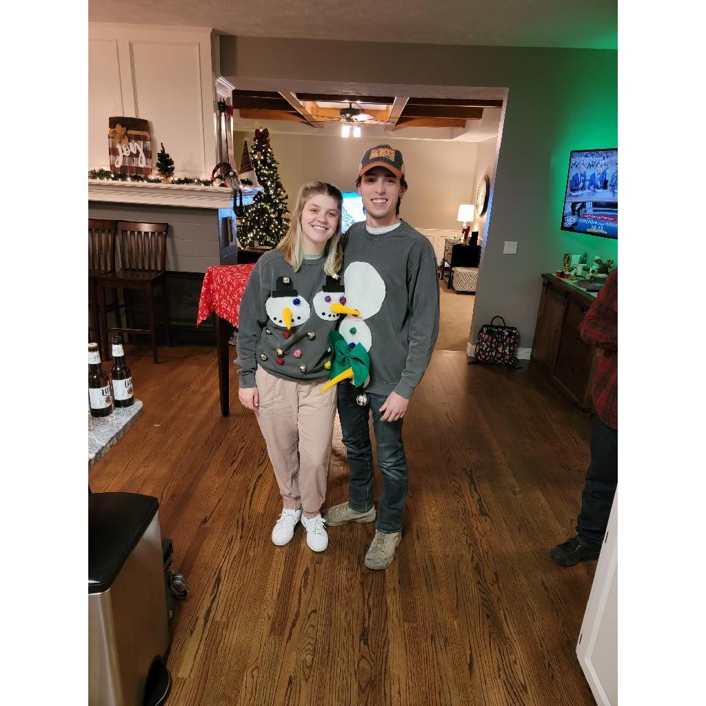 Our first Christmas together and  ugly sweater party (we made those ourselves)