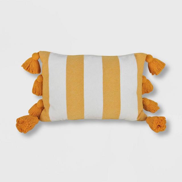 Lumbar Cotton Chenille Striped Pillow Yellow - Opalhouse™