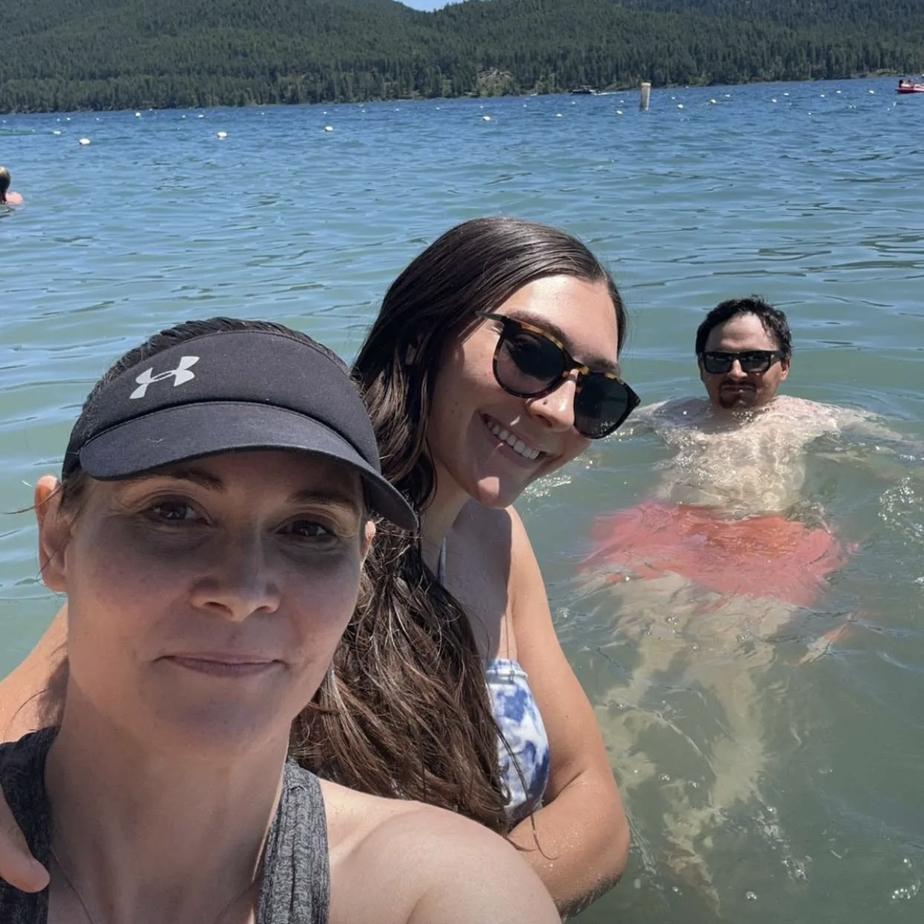 Kali, Andy and mom in Whitefish, Montana. Summer 2023