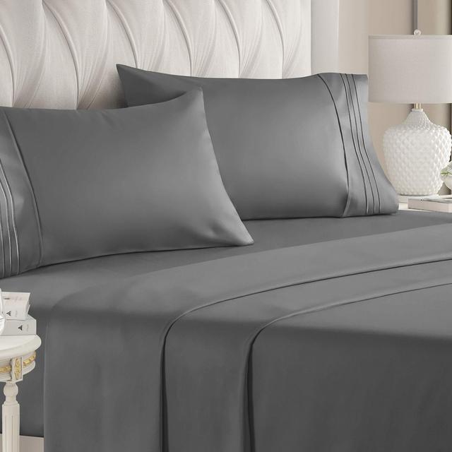 Queen Size Sheet Set - 4 Piece - Hotel Luxury Bed Sheets - Extra Soft - Deep Pockets - Easy Fit - Breathable Cooling Sheets - Wrinkle Free - Comfy – Dark Grey Bed Sheets - Queens Sheets – 4 PC