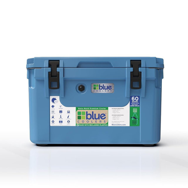 Reclaimed Ocean Plastic Rotomolded Cooler, Heavy-Duty Ice Chest with Multiple Day Ice Retention, for Camping, Fishing, and Outdoor Adventures (30-60 Quart Ice Chests)
