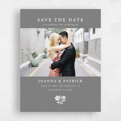 Gray, Grey Wedding Save the Date - Petal Photo