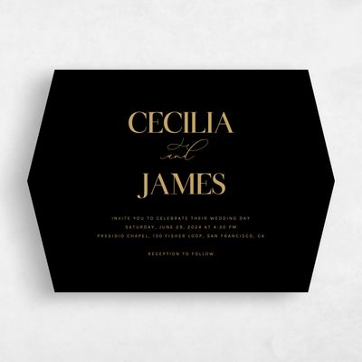 Black Diamond Wedding Invitation - Margret Landscape