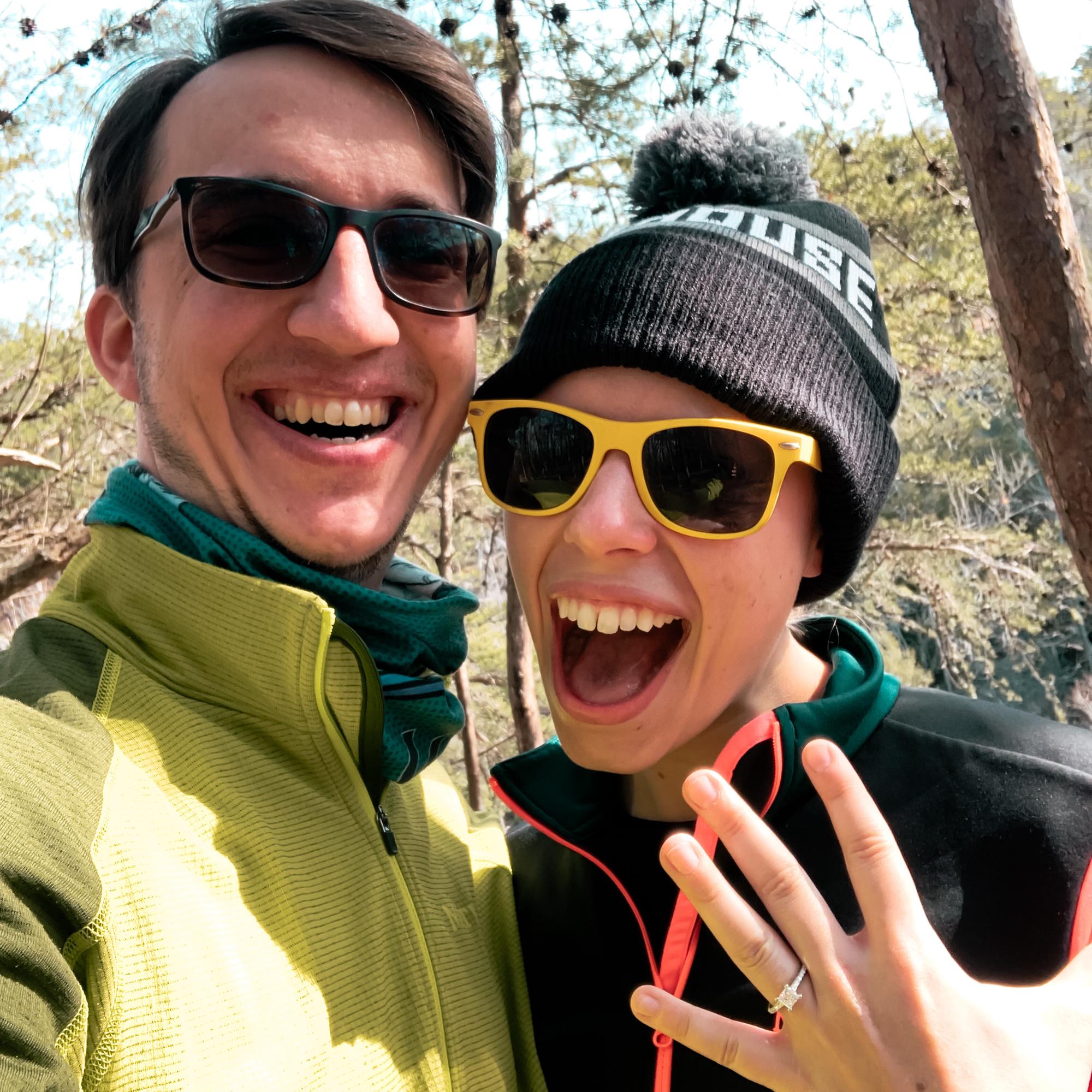 When we got engaged! Daniel had also told me an hour earlier that I didn't need to look cute that day... challenge accepted!