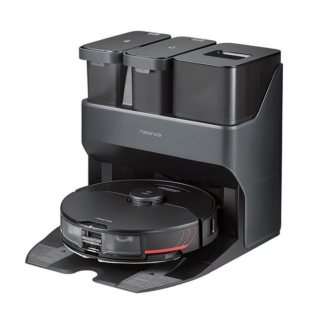 Roborock S7MaxV Ultra Robot Vacuum and Sonic Mop with Empty Wash Fill Dock, Auto Mop Washing, Self-Emptying, Self-Refilling, ReactiveAI 2.0 Obstacle Avoidance, 5100Pa Suction, Compatible with Alexa