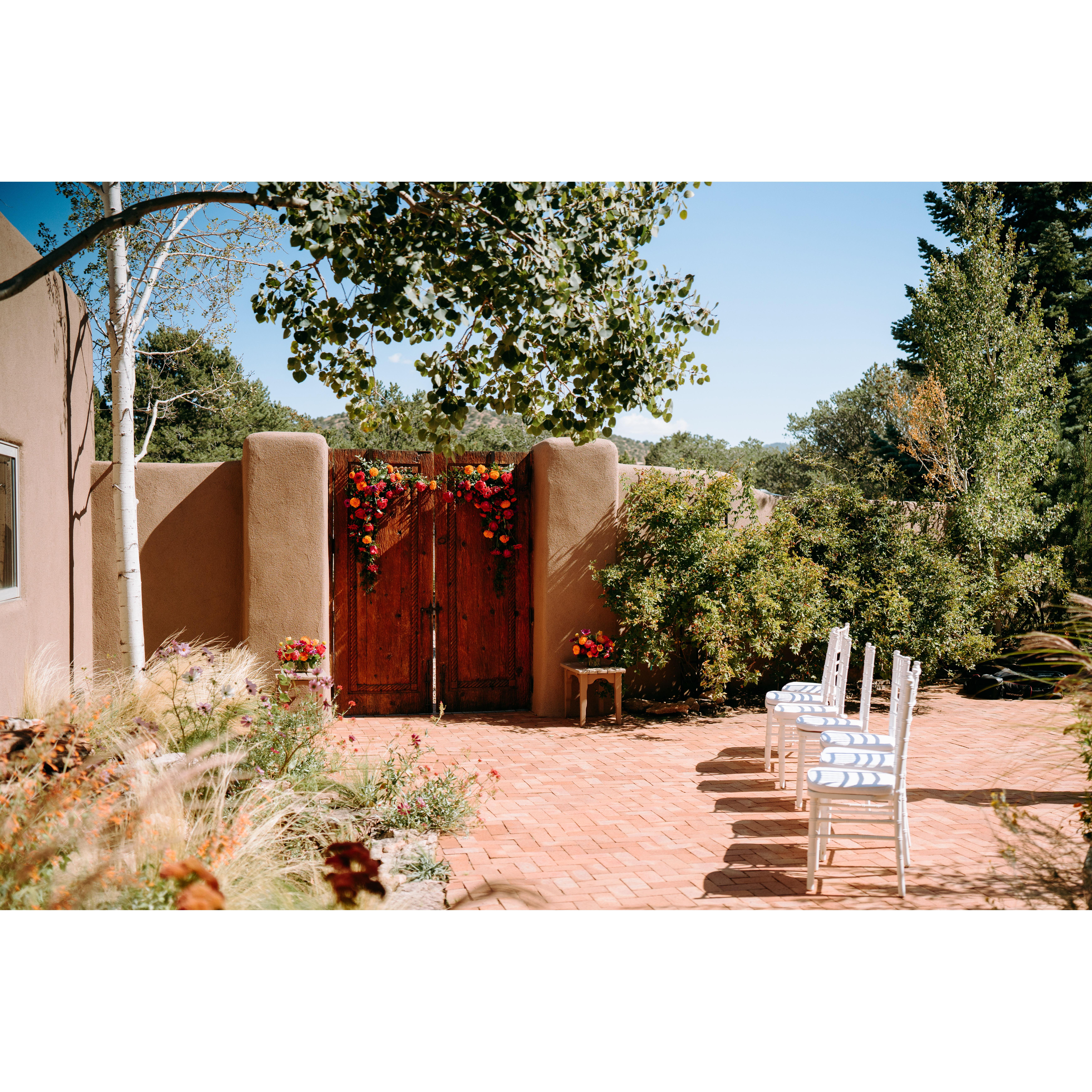 The wedding entrance in the courtyard
