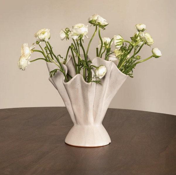 Hopewell Handmade Stoneware Table Vase - Matte Cream