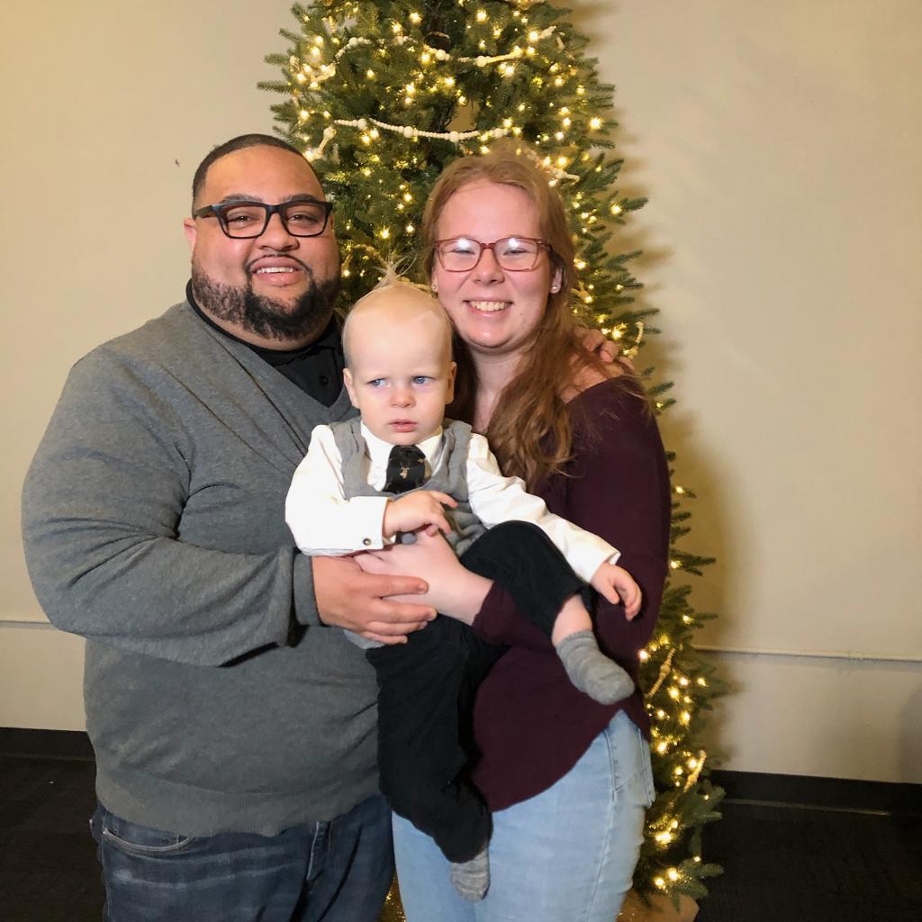 Our first Christmas Eve service together. Macie wanted a picture of all three together.  However, Liam was over pictures being taken. He had already removed his shoes and didn't want to smile anymore.