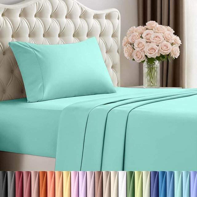 Utopia Bedding Twin Bed Sheets Set - 3 Piece Bedding - Brushed Microfiber - Shrinkage and Fade Resistant - Easy Care (Twin, Spa Blue)