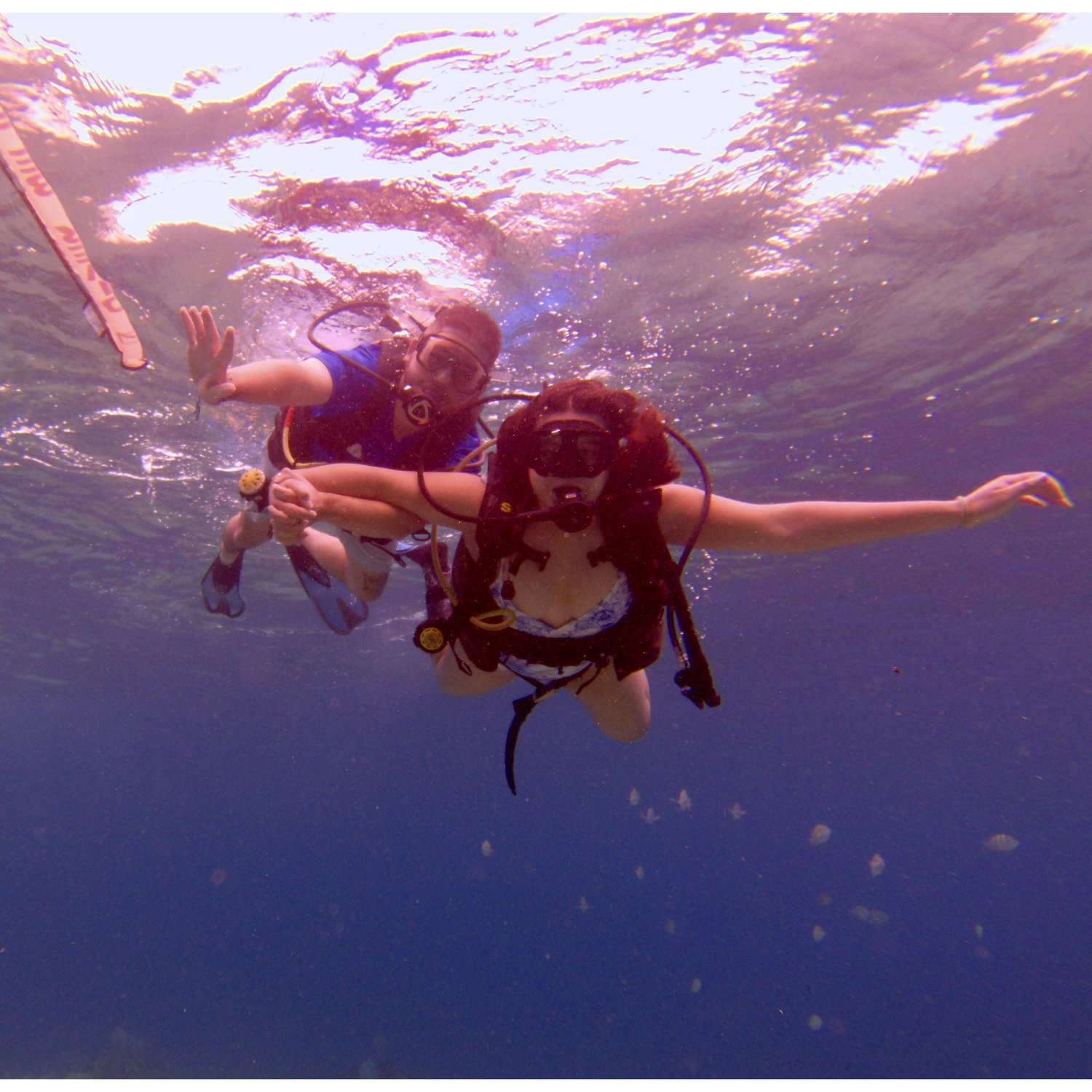 Roman's first time scuba diving. Sarai's 3rd time.