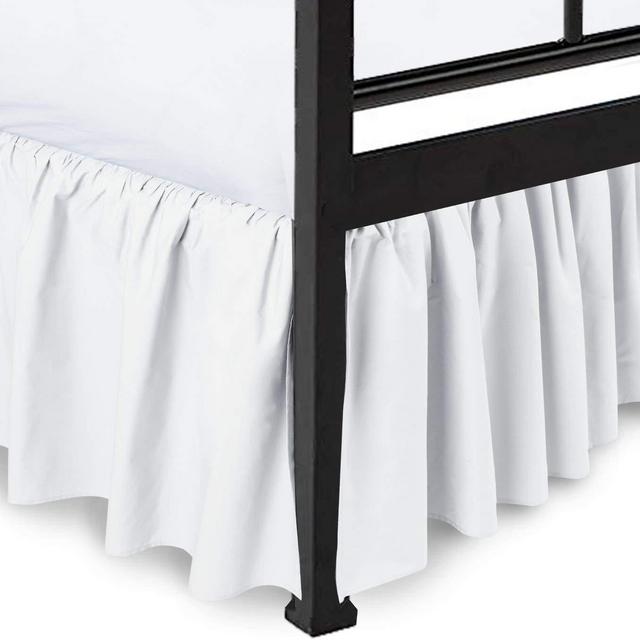 Ruffled Bed Skirt (White Solid,Queen-15 Inch Drop)