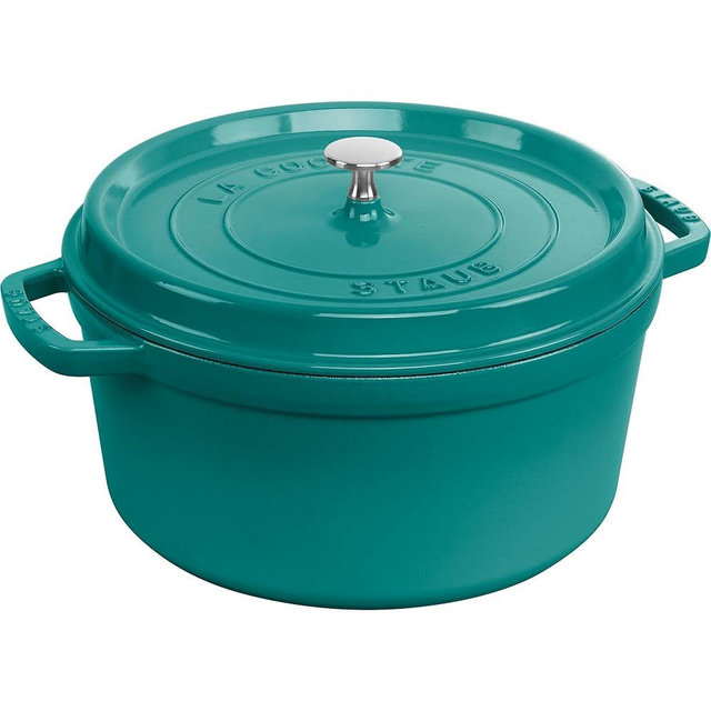 Staub Cast Iron 7-qt Round Cocotte - Turquoise