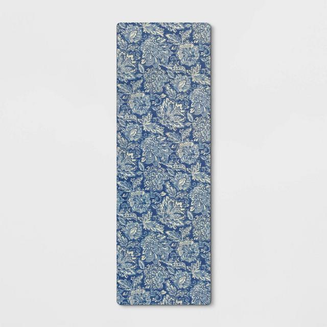 60"x20" Floral Comfort Rug Runner Blue - Threshold™