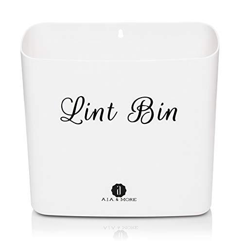 A.J.A. & MORE Lint Holder Bin for Laundry Room Space Saving Waste Bin with Magnetic Strip for Dryer, Washer, or Wall Mount (Off-White)