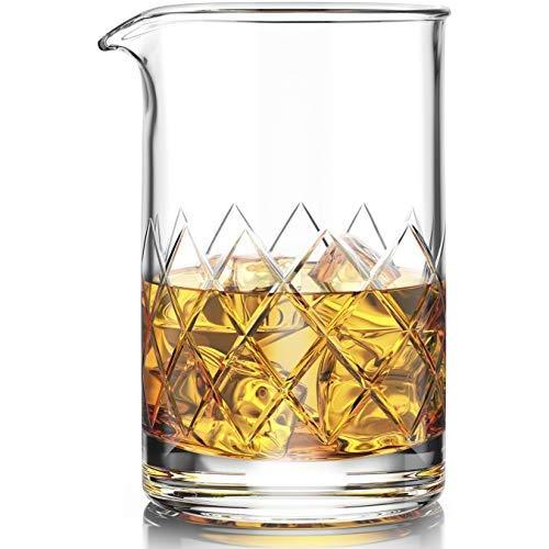 MOFADO Premium Cocktail Mixing Glass - Seamless Lead-Free Crystal - Thick Weighted Bottom - 18oz 550ml - Choice for Amateurs & Pros - Ideal Gift