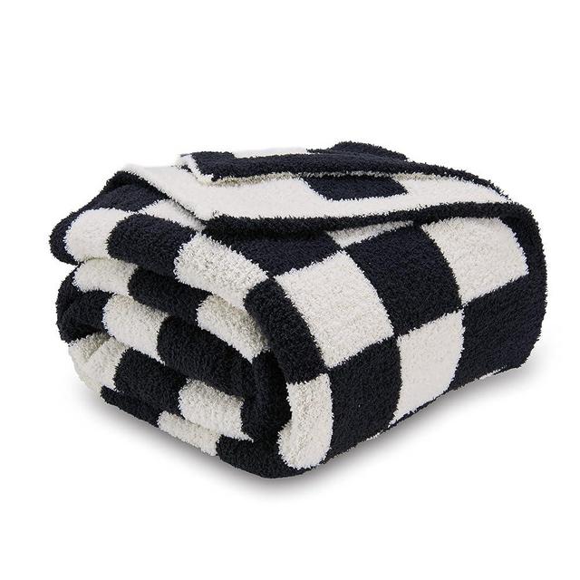 CozeCube Checkered Blanket, Ultra Soft Cozy Black and White Checkered Throw Blanket, Warm Fluffy Checkerboard Throw Blanket, Black Checkered Blanket for Couch Bed Sofa, 60x80 Inches
