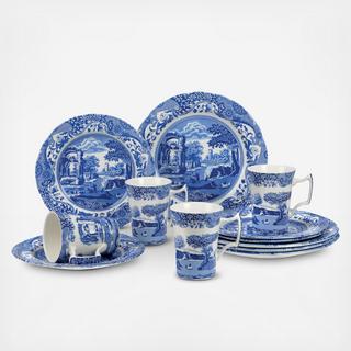 Blue Italian 12-Piece Dinnerware Set, Service for 4