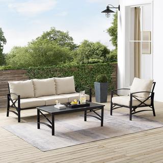 Kaplan 3-Piece Outdoor Coffee Table and Sofa Set
