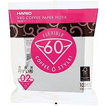 Hario V60 Misarashi Coffee Paper Filter (Size 02, 100 Count, White)