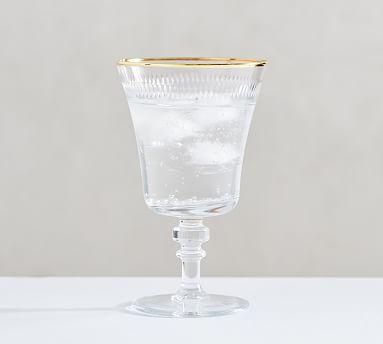 Etched Gold Rim Handcrafted Goblets - Set of 4