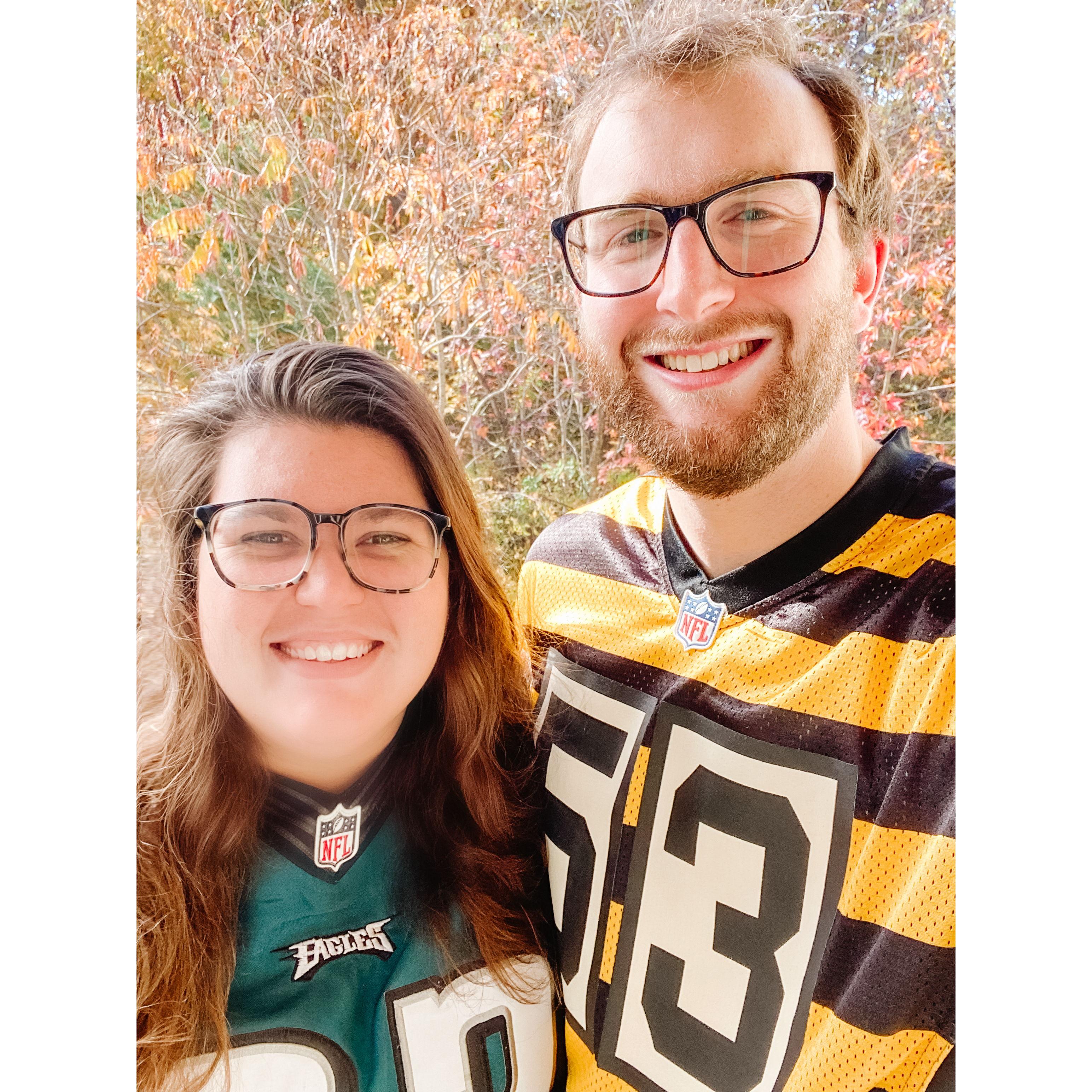 October 29th, 2022 -
Should we wave the Terrible Towel or start singing Fly Eagles Fly? Our dad's might kill us if we swap jerseys so we'll stick to our separate Eastern & Western PA roots.