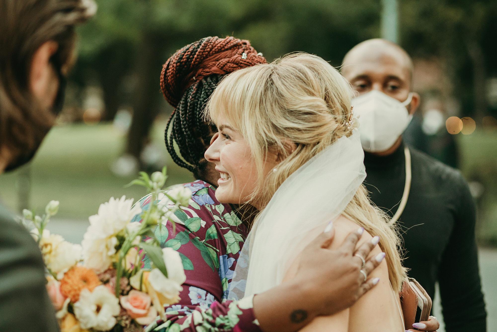 Immediately after the ceremony with friends Dulce Sloan (who organized Rosebud's Bachelorette Party) and Chris Redd. Pic by Matty Noir @pbsthephotographer