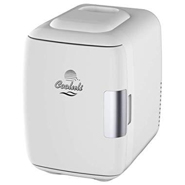 Cooluli Mini Fridge Electric Cooler and Warmer (4 Liter / 6 Can): AC/DC Portable Thermoelectric System w/ Exclusive On the Go USB Power Bank Option (White)