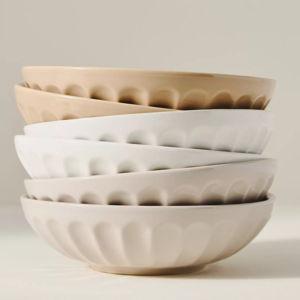 The Latte Stoneware Pasta Bowls, Assorted Set of 6: Amelie Edition