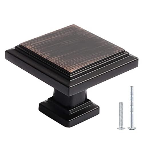 Kasten 10 Pack Dresser Drawer Knobs Bronze Cabinet Knobs Kitchen Hardware Drawer Pulls and Knobs, Oil Rubbed Bronze Square Knob, 1-1/4” Length