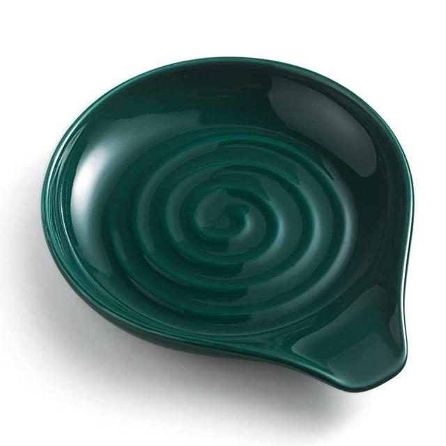 Spoon Rest for Stove Top Cooking Spoon Holder for Kitchen Countertop Large Holder for Spatula, Spoons or Tongs, Framhouse Decor, Green