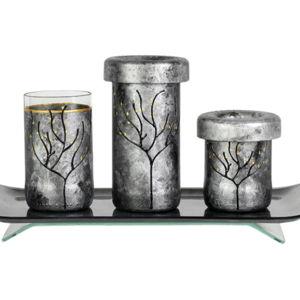 Havdalah Set, Glass with Hand Painted Tree of Life