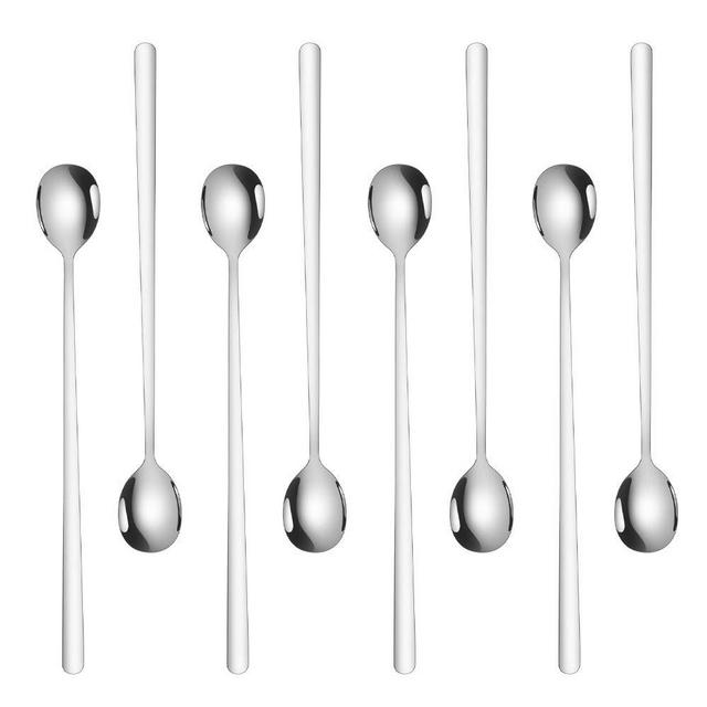 Long Handle Iced Tea Spoon, Briout 9 Inches Ice Cream Spoon, Set of 8 Premium 304 Stainless Steel Cocktail Stirring Spoons