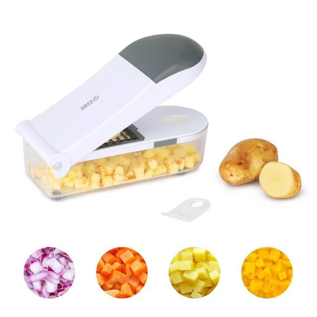 Commercial Chef Food Chopper & Vegetable Cutter with Single Stainless Steel Blade, Transparent Non-Slip Container